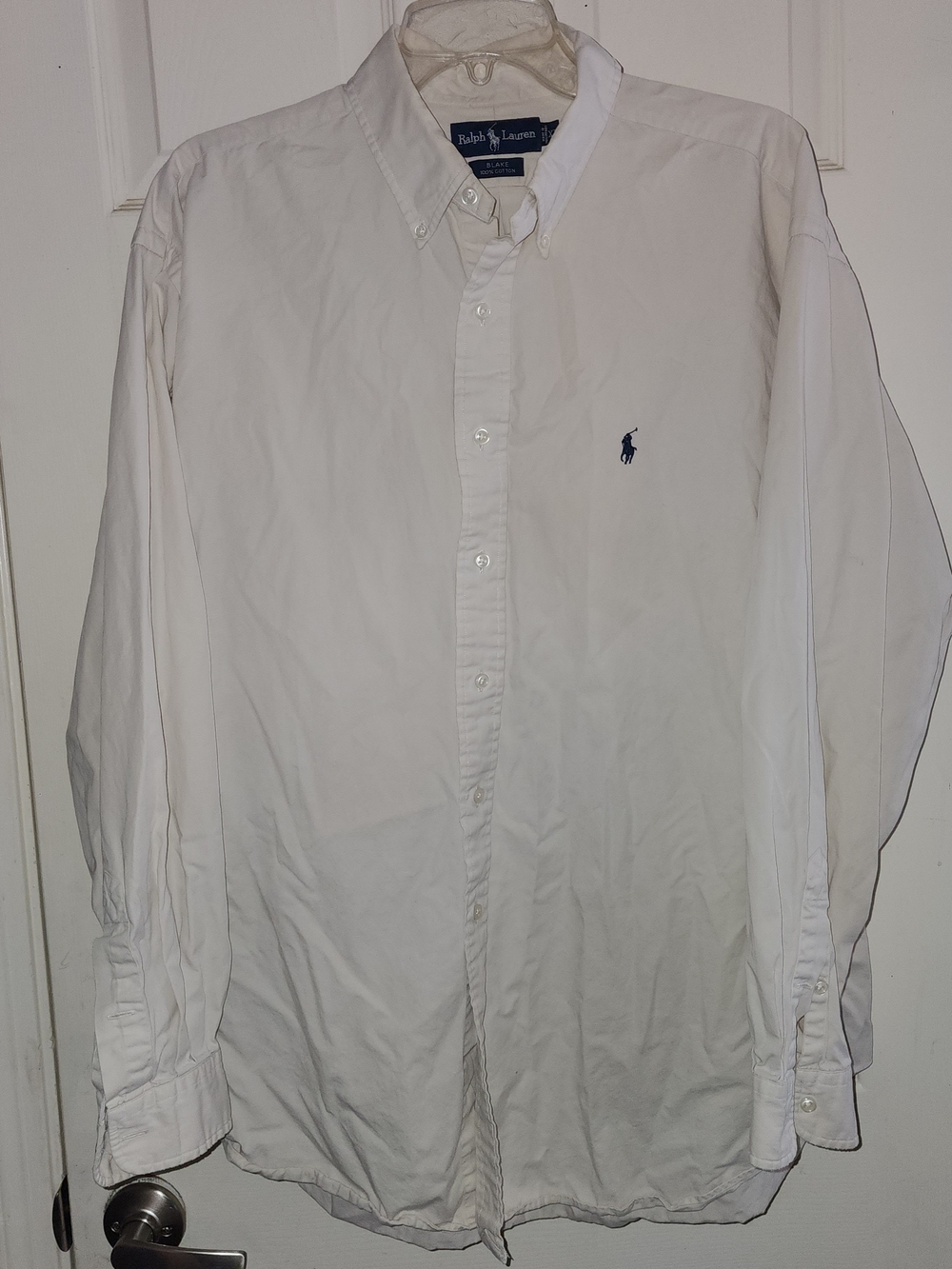 Ralph Lauren White Button-Down Shirt with Navy Pony